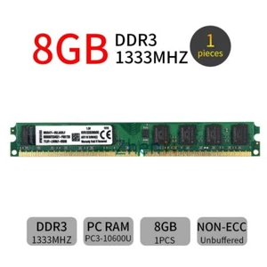Kingston 8GB DDR3 1333MHz Memoria Desktop PC3-10600U CL9 KVR1333D3N9/8G RAM IT - Foto 1 di 6