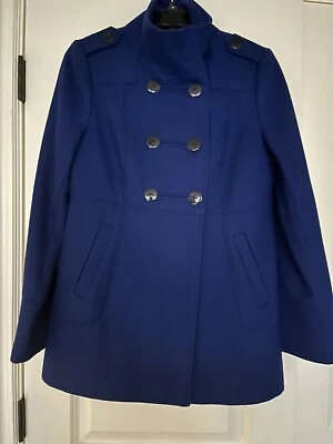 Abrigo Attention Forrado Mezcla Lana Guisante Azul Doble Pecho Talla S Foto 1 de 4