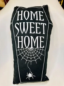 Halloween Black Coffin Throw Pillow 9x20 Inch Spider Web Halloween - Picture 1 of 4