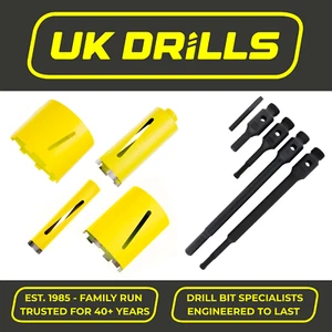 DIAMOND CORE DRILLS 22-182MM, 150/300MM LONG & ADAPTORS CONCRETE, MASONRY, BRICK - Picture 1 of 25