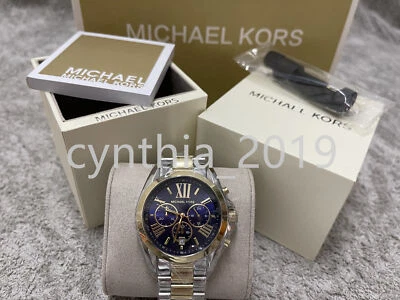 Michael Kors MK5976 Bradshaw 43mm Bracelet Chronograph Blue Dial Women's Watch - Image 1 of 3