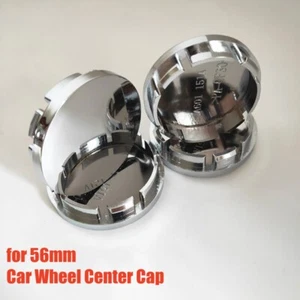 4Pcs Silver 56mm Chrome ABS Car Front Or Rear Wheel Center Rim Hub Cover Caps - Picture 1 of 8