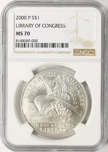 2000-P Library of Congress Silver Dollar $1 NGC MS70 - Picture 1 of 4