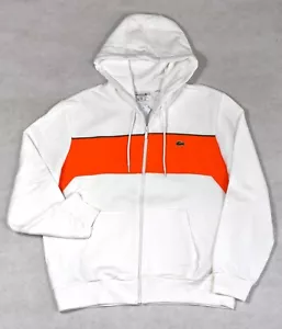 Lacoste Full Zip Hoodie Colorblock Jacke Weiß Orange Größe 6 XL Neu mit Etikett - Bild 1 von 6