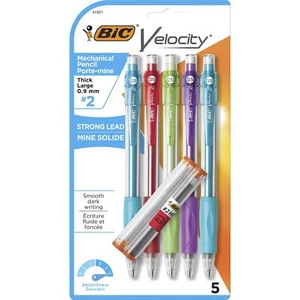 Bic Mechanical Pencil Refillable Rubbergrip .9mm 5/PK Assorted MVP51 - Picture 1 of 9