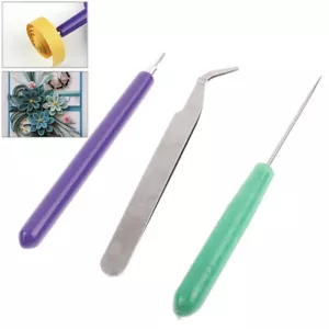 3Pcs paper DIY set quilling paper tools tweezer needle pins slotted pen t TDP-lk - Bild 1 von 10