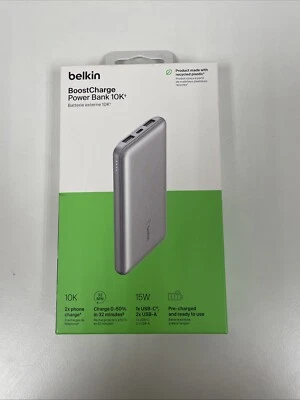 Banco de potência Belkin BPB011btSL BoostCharge 10K-prata T29-04 - Imagem 1 de 4