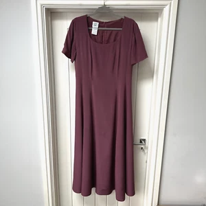 Vintage Laura Ashley Kleid Damen UK 14 Lila Burgund Seide Fit & Flare Maxi - Bild 1 von 16