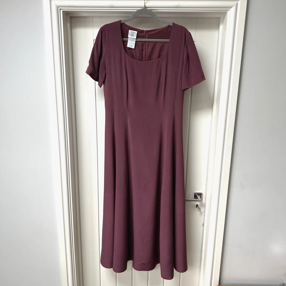 Vintage Laura Ashley Dress Women's UK 14 Purple Burgundy Silk Fit & Flare Maxi - Image 1 of 4