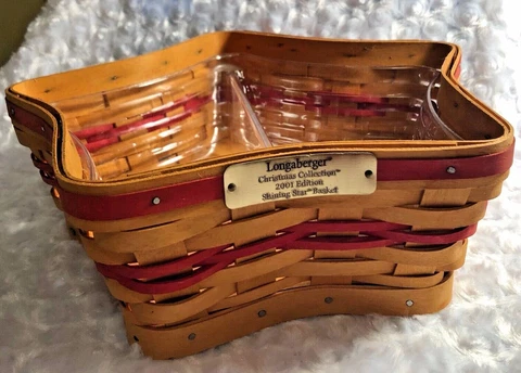 Longaberger Christmas Wicker  2001 Edition,  Shining Star Basket w/ PlasticLiner Cover