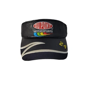 Vintage Jeff Gordon #24 Dupont Motorsports NASCAR Black Leather Adjustable Visor - Picture 1 of 11