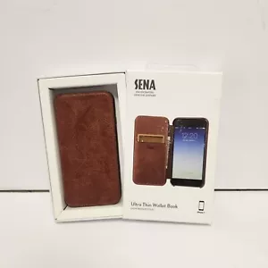 Sena Ultra-Thin Wallet Book Handcrafted Cognac Brown Leather Case for iPhone 7 - Picture 1 of 4