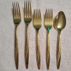 American Flair IS Golden Silberbesteck Ersatzset Abendessen, Salatgabeln & Löffel - Bild 1 von 2