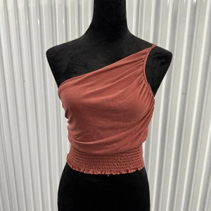 Camiseta sin mangas recortada Urban Outfitters naranja oxidada con un hombro talla pequeña para mujer - Imagen 1 de 5
