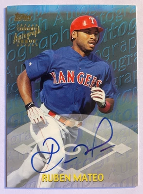 🥎🥎 1999 certificado Topps edición "autógrafo" RUBEN MATEO #TA25 Texas Rangers 🥎🥎 Foto 1 de 2