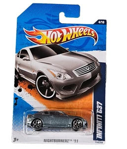 2011 Hot Wheels #114 Nightburnerz 4/10 INFINITI G37 Silver w/Chrome 5Y Spokes - Picture 1 of 2