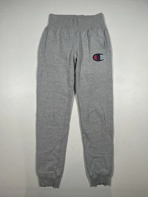 Pantalones deportivos Y2K Champion para hombre XS gris tejido inverso logotipo bordado Foto 1 de 4