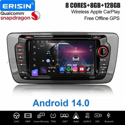 Qualcomm 8 Kern 128GB Android 14 Carplay DAB+ Autoradio Navi USB Für SEAT IBIZA - Bild 1 von 4