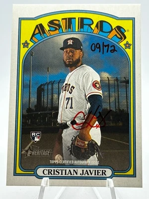 2021 Topps Heritage High Number Cristian Javier Red AUTO /72 - Image 1 of 2