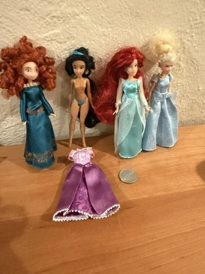 Disney Parks Princess Dolls Mini 2008 Ariel Jasmine Cinderella Merida Soft Body - Image 1 of 4