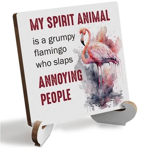 Flamingo Geschenke Lustige Flamingo Deko Rustikal Holz Schreibtisch Deko für Flamingos Lo... - Bild 1 von 7