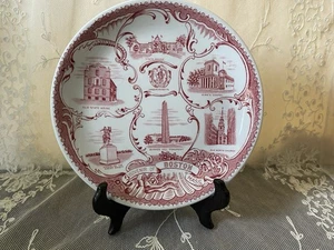 Vtg English Staffordshire Jonroth England Red White  Boston, Mass Souvenir Plate - Picture 1 of 11