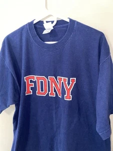 Vintage Xl Blue FDNY T-shirt Classic Look New York Fire Department - Picture 1 of 4