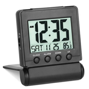 Small Folding Digital Travel Alarm Clock with Day/Month/Date/Indoor Temperatu... - Picture 1 of 7