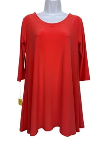 NWD SYMPLI Women size 8 Papaya Reversible Long Tunic Top 3/4 Sleeve - Picture 1 of 14