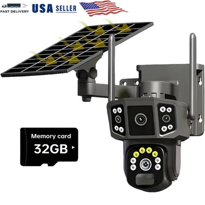 Solar Battery Powered Camera System Wireless WiFi Outdoor Pan/Tilt Home Security