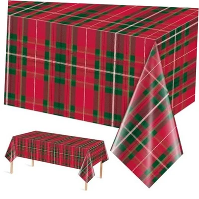 1 pieza Navidad a cuadros fiesta 108" x 54" (rectangular) rojo oscuro verde Foto 1 de 4