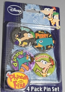 Disney Phineas e Ferb 1" Pulsante Confezione da 4 Perry l'ornitorinco Nuovo con scatola - Foto 1 di 4