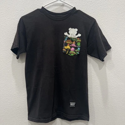 Grizzly Griptape T-Shirt Graphic Tee Mushrooms Bear Short Sleeve Cotton Men Sz S - Image 1 of 4