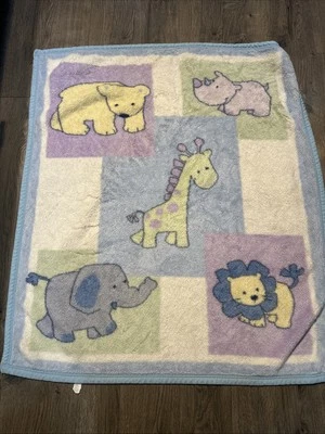 Kids Line Plush Baby Crib Blanket Multi Colored Zoo Animals Unisex   - Image 1 of 4