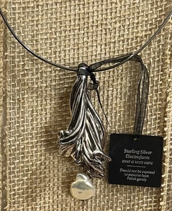 Collar Colgante E & L Esterlina 925 Electroforma Israel Flor Perla Barroca - Imagen 1 de 10
