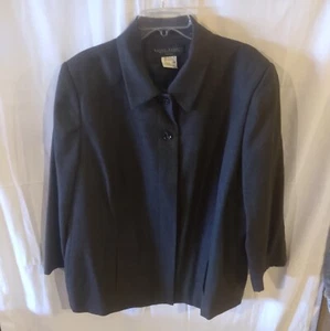 Vintage Women's Wool Black and Olive Small Houndstooth Blazer By Harve Benard 22 - Picture 1 of 9