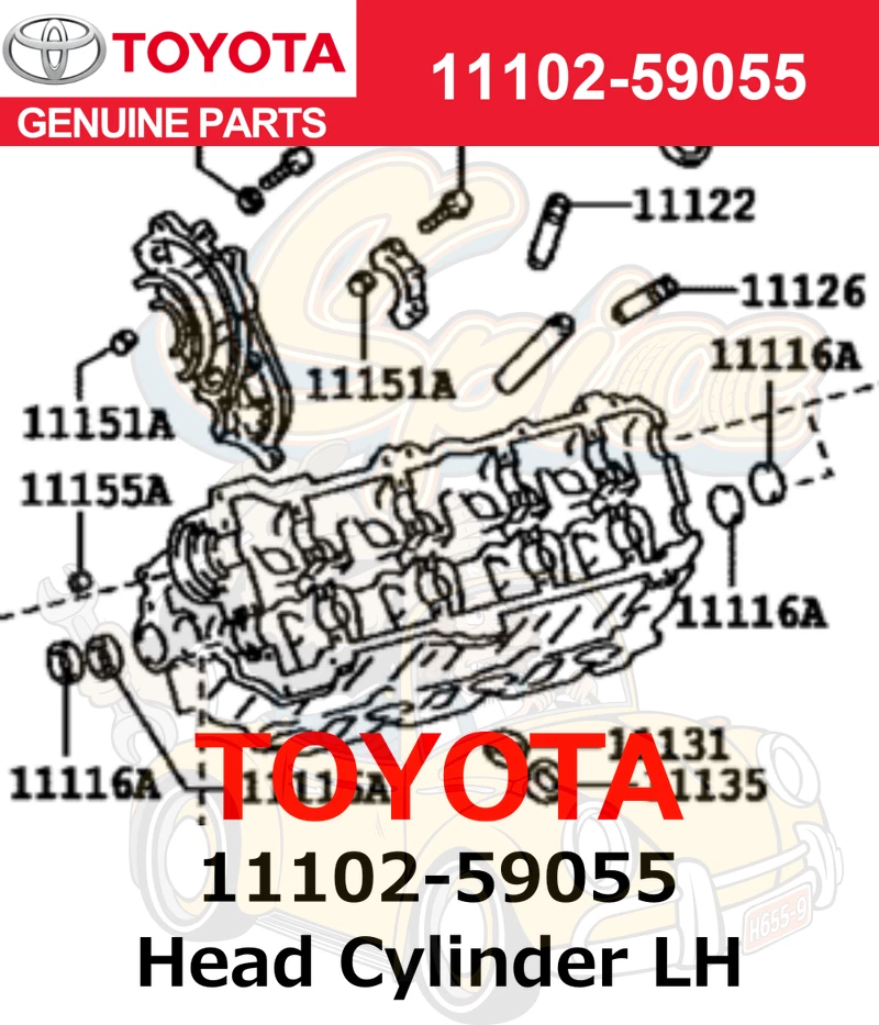 Cilindro de culata LH 11102-59055 genuino Toyota 2004-2009 Lexus GX470/LX470 Foto 1 de 1