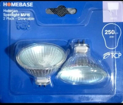 6 * Bulbs Halogen Spotlight MR16  spotlights Dimmable 20w Homebase - Image 1 of 2