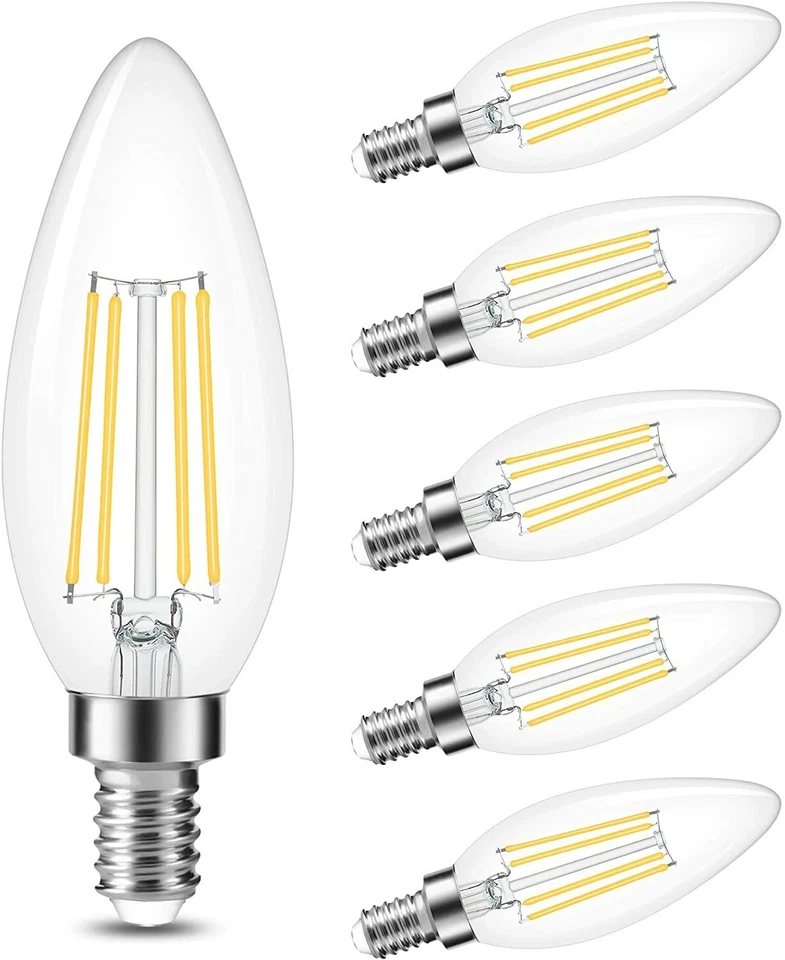 6X E12 Candelabra LED Bulbs Natural 4000K Daylight 400LM Ceiling Fan Light Bulb - Image 1 of 4