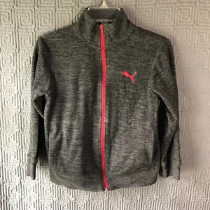 Puma Full Zip Jacket Youth Size Medium 8/10 Grey Gray Red Polyester - Picture 1 of 8
