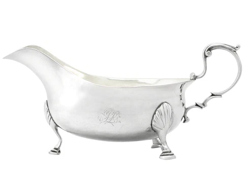 Newcastle Sterling Silver Gravy Boat by John Langlands I & John Robertson I 123g Cover