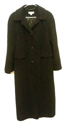 Preston & York Women's Trench Coat Angora Wool Blend Size 14 Black Elegant  - Image 1 of 4