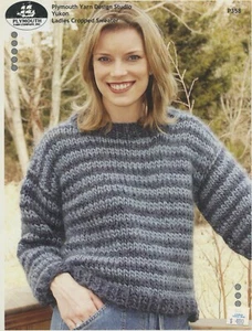 Plymouth Knitting Pattern P358 Yukon Ladies Cropped Sweater 36-48 - Picture 1 of 2
