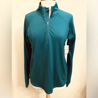 Top de aerógrafo Jockey Deep Lake de gamuza interlock manga larga agujero para el pulgar media cremallera L Foto 1 de 4