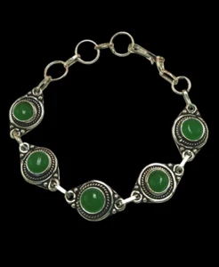 Pretty Green Onyx Gemstone 925 Sterling Silver Plated Women's Bracelet Jewelry - Picture 1 of 3