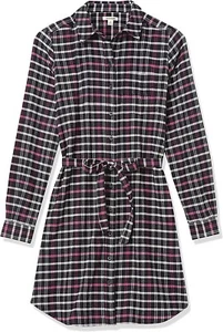 Goodthreads Women's Brushed Flannel Relaxed-Fit Belted Shirt Dress- SIZE S - Picture 1 of 3