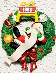 Ghirlanda natalizia McDonald's Babbo Natale 1993 ornamento ordine natalizio Ernesco vintage 3,5" - Foto 1 di 13