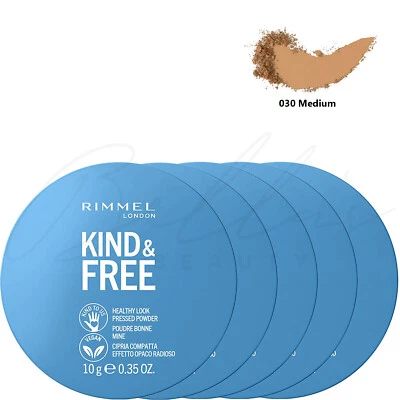 RIMMEL Kind & Free Healthy Look Pressed Powder 10g - 030 Medium *PACK OF 5* - Image 1 of 3