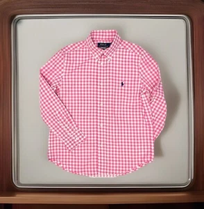Boys NWT Polo Ralph Lauren Shirt Button Down Long Sleeves Pink White Gingham 6 - Picture 1 of 5