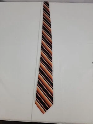 Burma Bibas All Silk 超长男式领带橙色黑色和白色 — 第 1/4 张图片